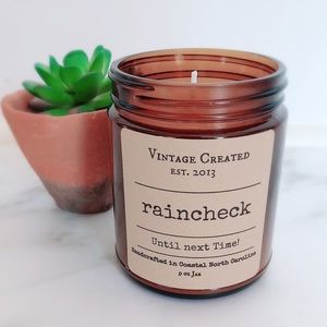 NEW “Raincheck” Soy Candle ~9 ounces with lid